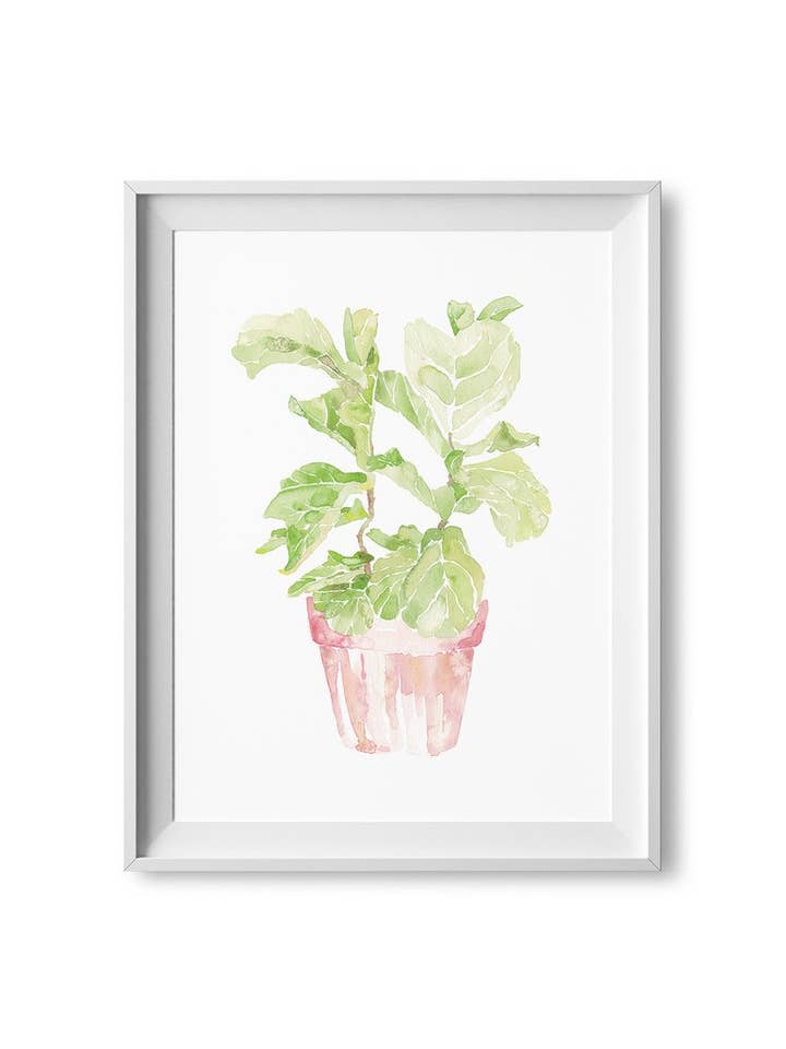 8” x 10” Fiddle Leaf Fig Watercolor Print for wholesale by Lilac Paperie