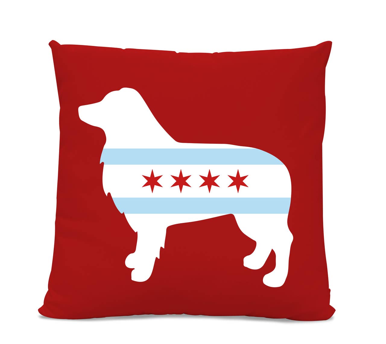 Sophisticated Pup - Wholesale Throw/Decorative Pillow - Chicago Flag Australian Shepherd Red Pillow 16" X 16" Spun Polyester0