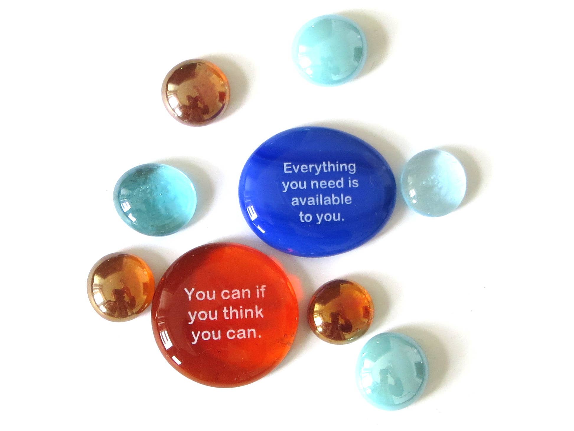 Lifeforce Glass, Inc. - Wholesale Keepsake Coin/Token - Encouragement Assortment, 100 Glass Positivity Word Stones10
