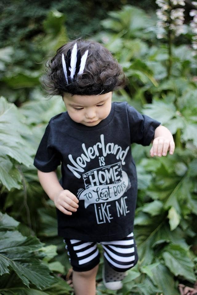 spillthebeansetc - Wholesale Screen Printed T-Shirt - Kids - Neverland is Home to Lost Boys Toddler Tee - Black