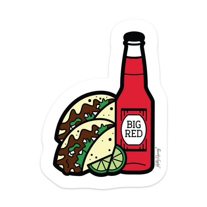 Autocollant Barbacoa Taco et grand rouge pour la vente par Kelly Renay