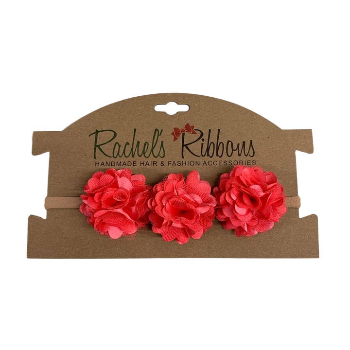 Satin Mesh Rose on New Born Headband for wholesale by Rachel's Ribbons