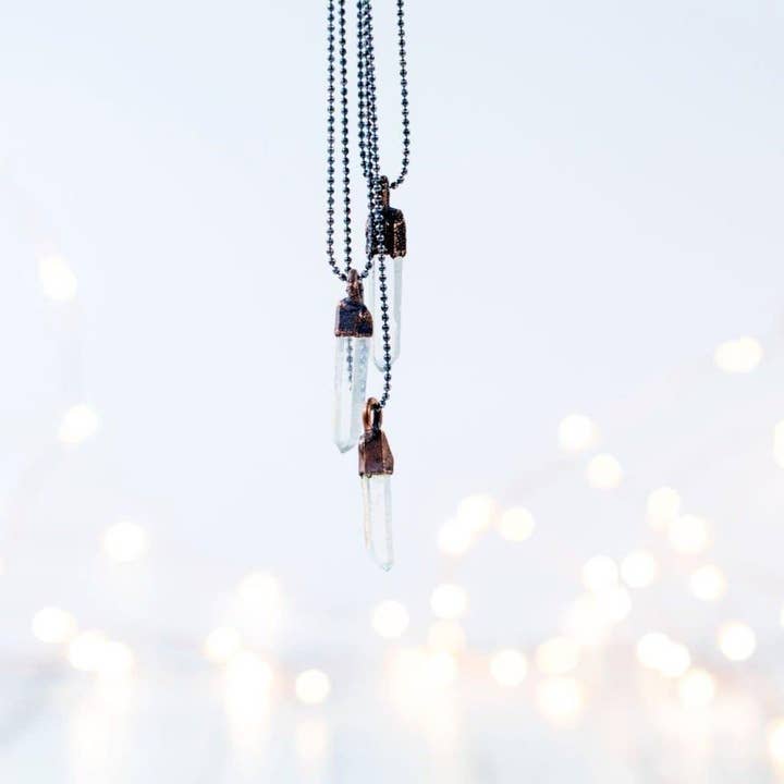 16" Halskette aus Sterlingsilber mit rohem Kristall für den Großhandel von HAWKHOUSE