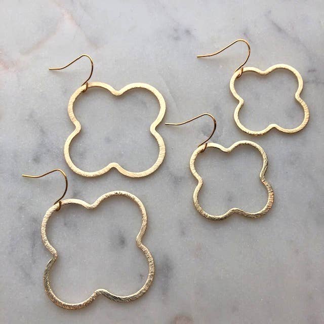 Laalee Jewelry - Wholesale Dangle Earrings - Gold Quatrefoil Earrings
