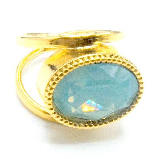 Open Shank Oval Cocktail Ring with Swarovski Crystal for wholesale by Jessica Elliot Jewelry