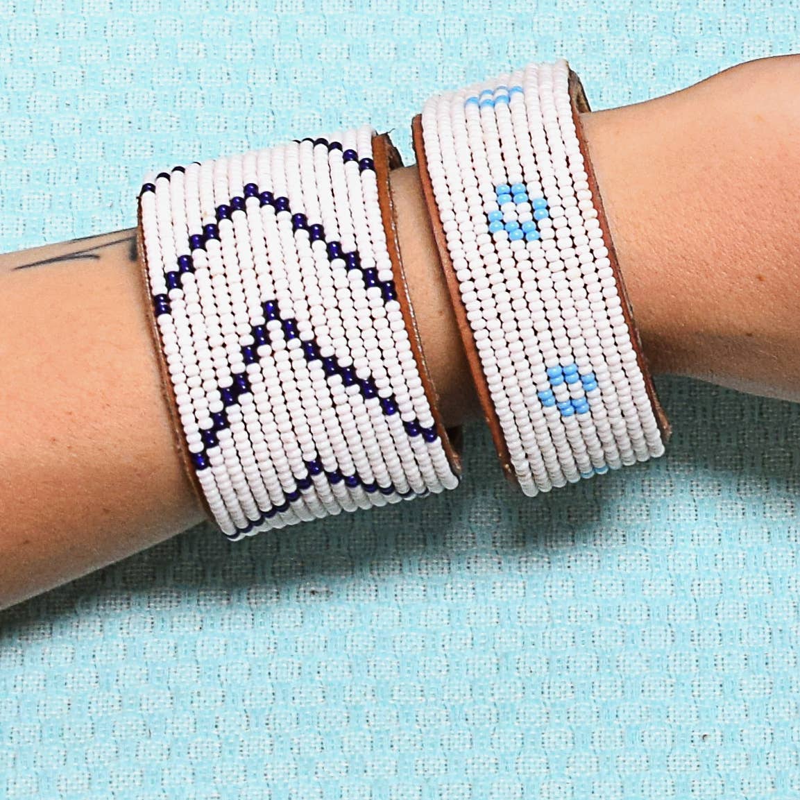 Swahili Coast - Wholesale Cuff Bracelet - Large Dark Blue Chevron Leather Cuff1