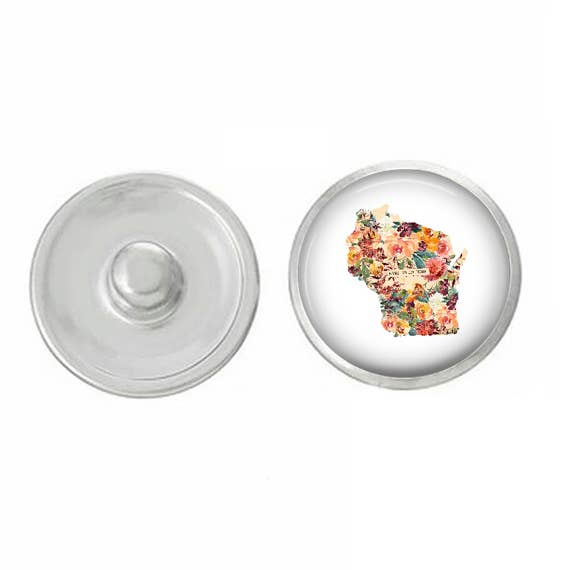 Say It in A Snap Jewelry - Wholesale Lapel pin/button - State Snaps - Floral - Available for All 50 States4