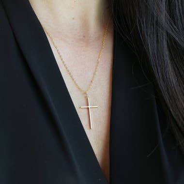 Laalee Jewelry - Wholesale Pendant/Charm Necklace - Gold Cross Necklace, Easter Gift, Religious, First Communion