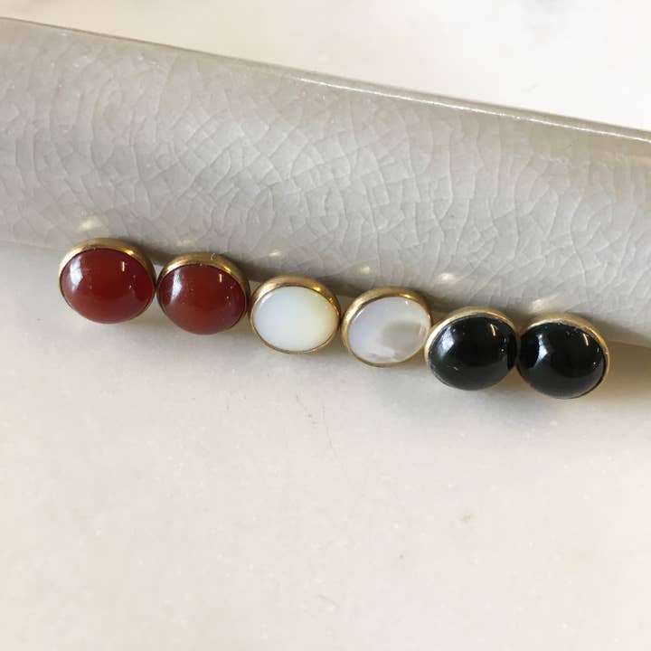 Dainty 8mm Stud Earrings w/ Sterling Silver Post for wholesale by LUNASOL