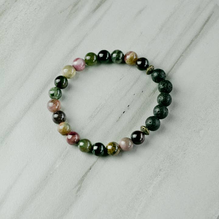 Love N’ Lava Designs - Wholesale Aromatherapy Bracelet - Watermelon Tourmaline Essential Oil Diffuser Bracelet0