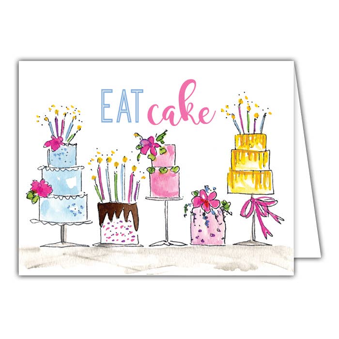 Eet Cake kleine gevouwen wenskaart voor wholesale door RosanneBeck Collections