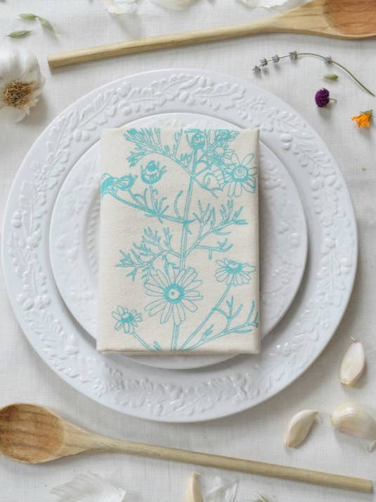 Organic Cotton Chamomile Tea Towel (Mint Green) for wholesale by Hearth and Harrow