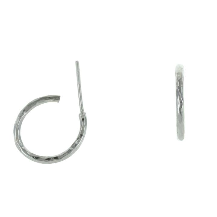 Petite Hammered C Hoop Post Earring for wholesale by Indigo Sterling Silver