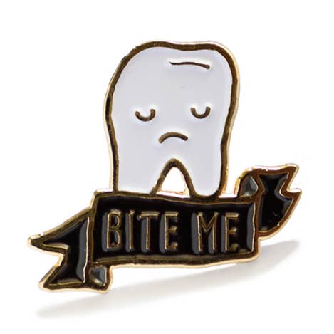 Bite Me Tooth Enamel / Lapel Pin for wholesale by ILOOTPAPERIE