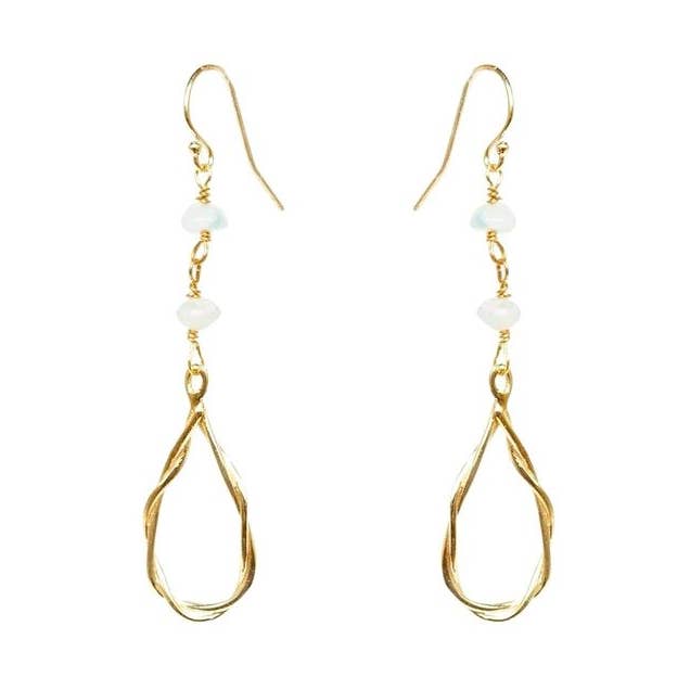 Goud - Touw Traan Druppel W/Maansteen voor wholesale door Alicia Marilyn Designs