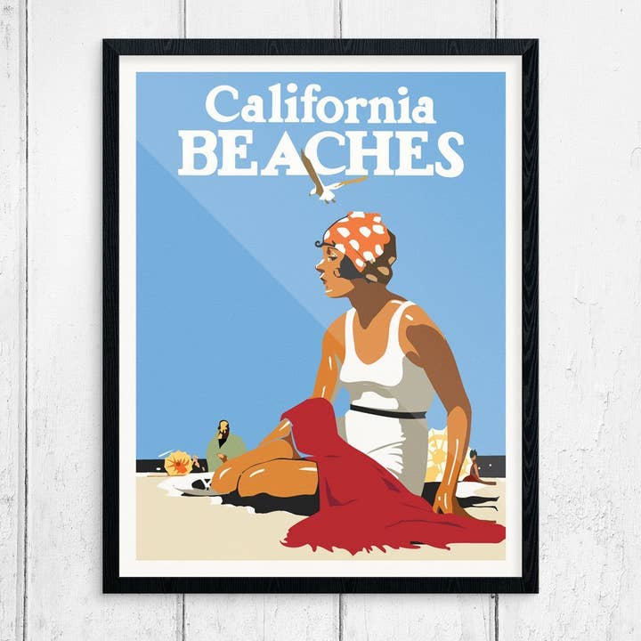 11'' x 14'' California Beaches Vintage Print for wholesale by Fridgedoor