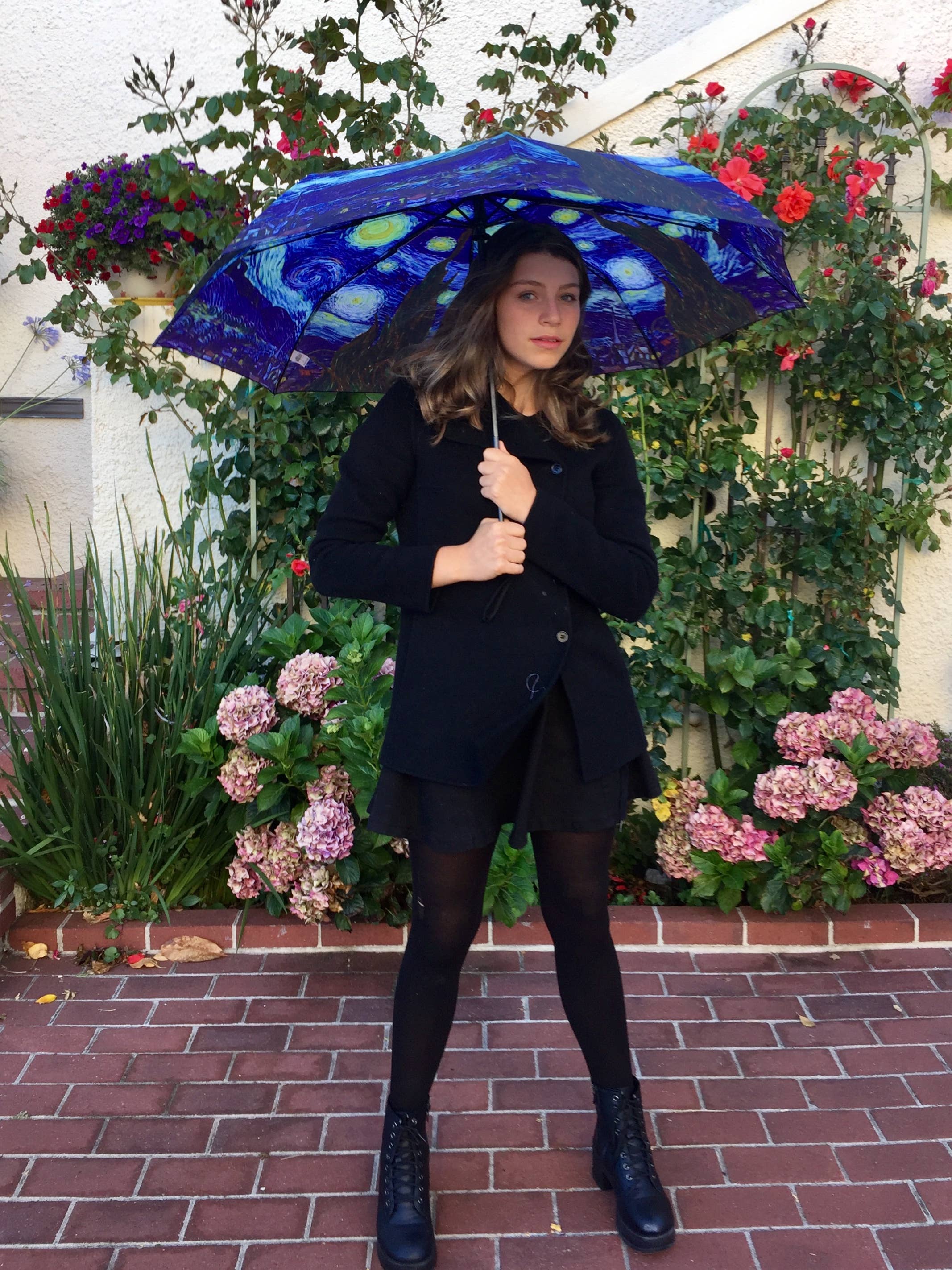 The San Francisco Umbrella Company - Wholesale Umbrella - Unisex - Vincent van Gogh's Starry Night Compact Collapsible Umbrella4