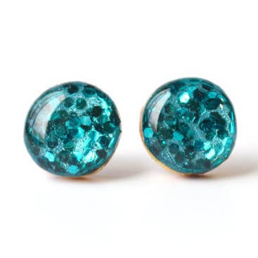 Blue Topaz Glitter Stud Earrings for wholesale by Starlight Woods