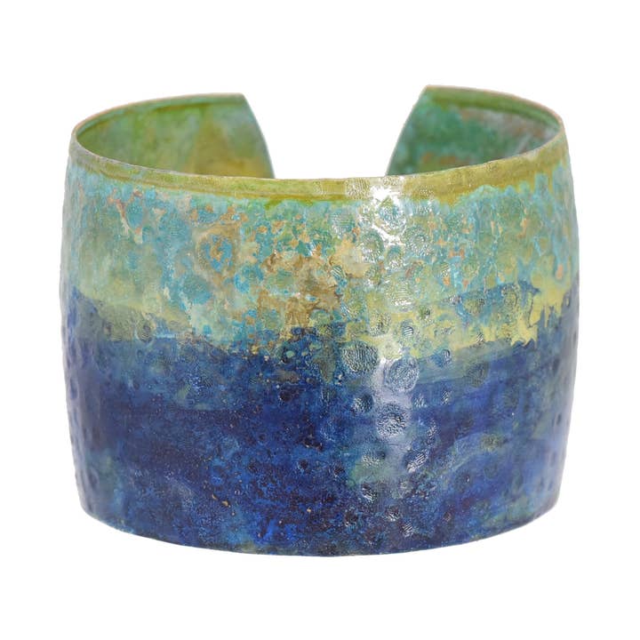 Watercolor Urchin Cuff Watercolor Verdigris Patina for wholesale by We Dream in Colour
