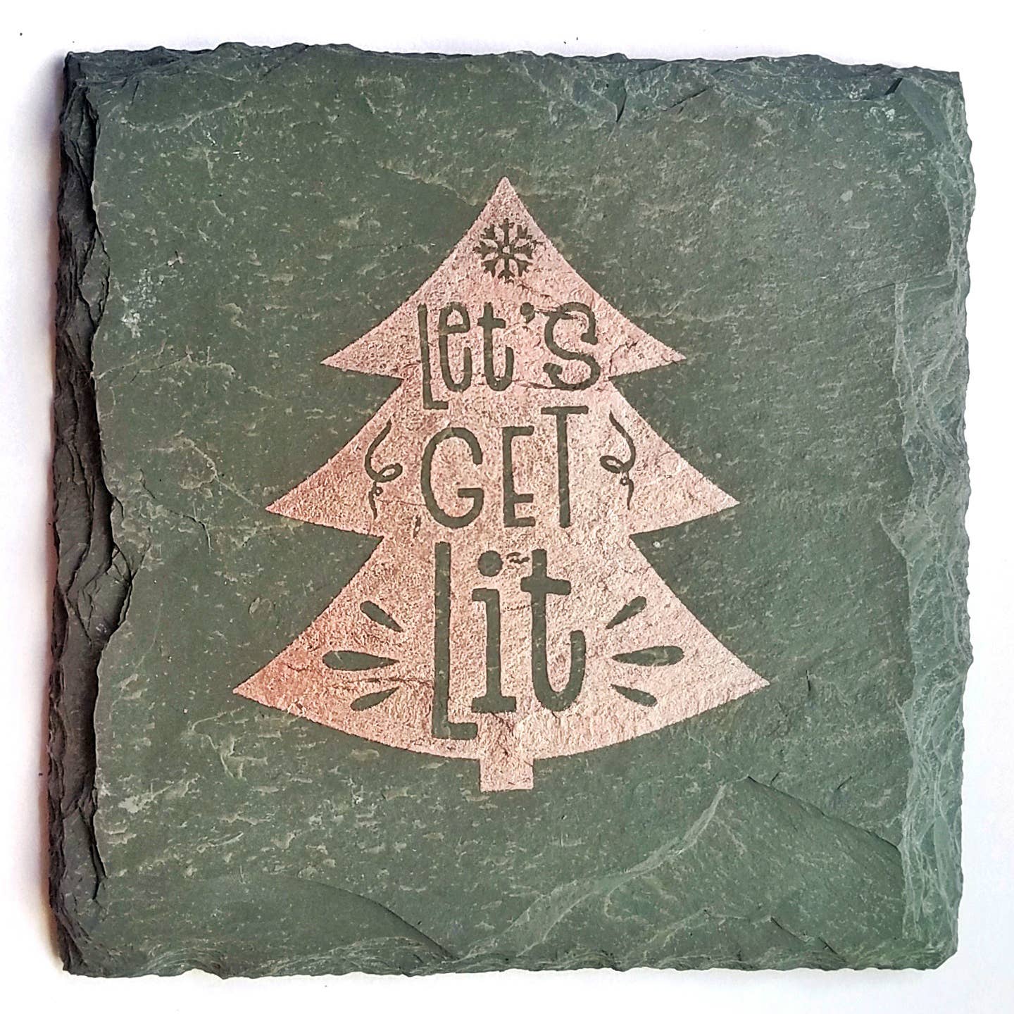 Cheers Ink - Wholesale Coasters - Let’s Get Lit Holiday Slate Coaster - Christmas1