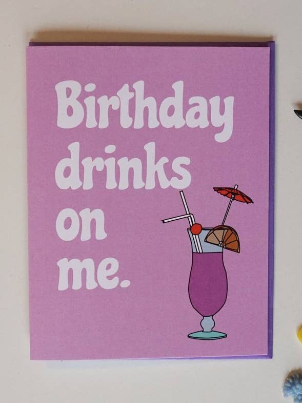 Card - Birthday Drinks for wholesale by Ash + Chess