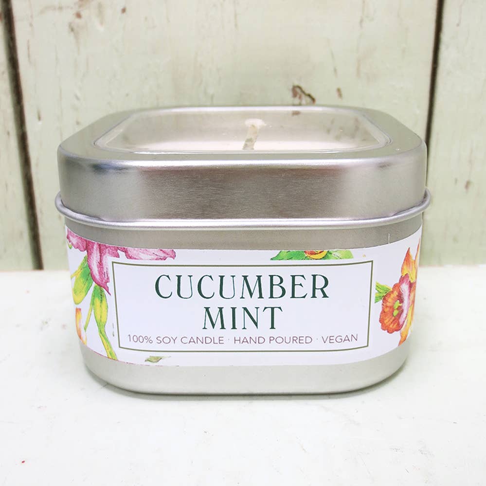 Green Daffodil Bath & Body - Wholesale Jar/Filled Candle - Cucumber Mint Soy Candle in Large Tin - Summer0