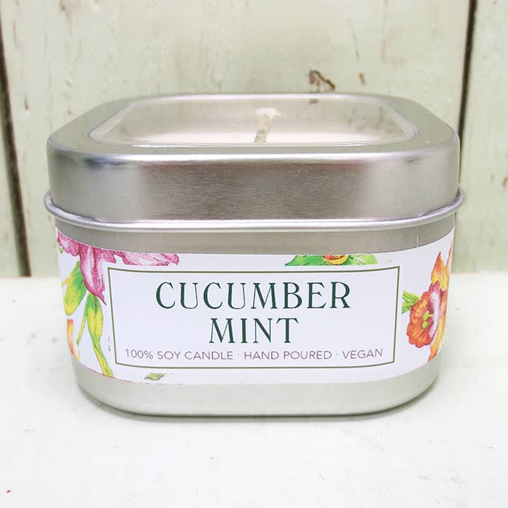 Green Daffodil Bath & Body - Wholesale Jar/Filled Candle - Cucumber Mint Soy Candle in Large Tin - Summer0