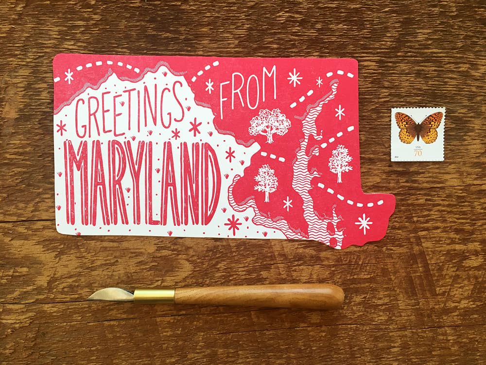 Noteworthy Paper & Press - Wholesale Postcard - Maryland State Postcard2