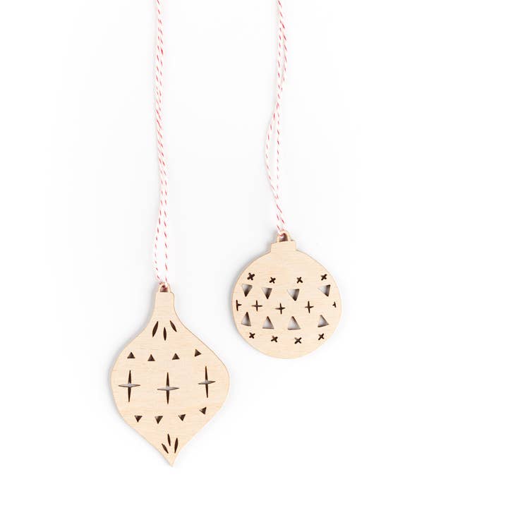 Traditional Bauble Wooden Ornaments for wholesale by Light + Paper