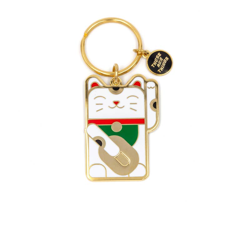 Lucky Cat Enamel Keychain for wholesale by These Are Things