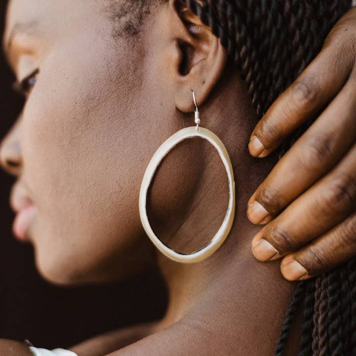 Cedar and Cypress Designs - Wholesale Dangle earrings - Horn Hoops - Light and Dark0