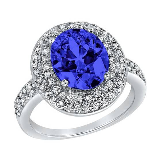 Large Oval-Cut Cubic Zirconia Sterling Silver Ring for wholesale by West Coast Jewelry