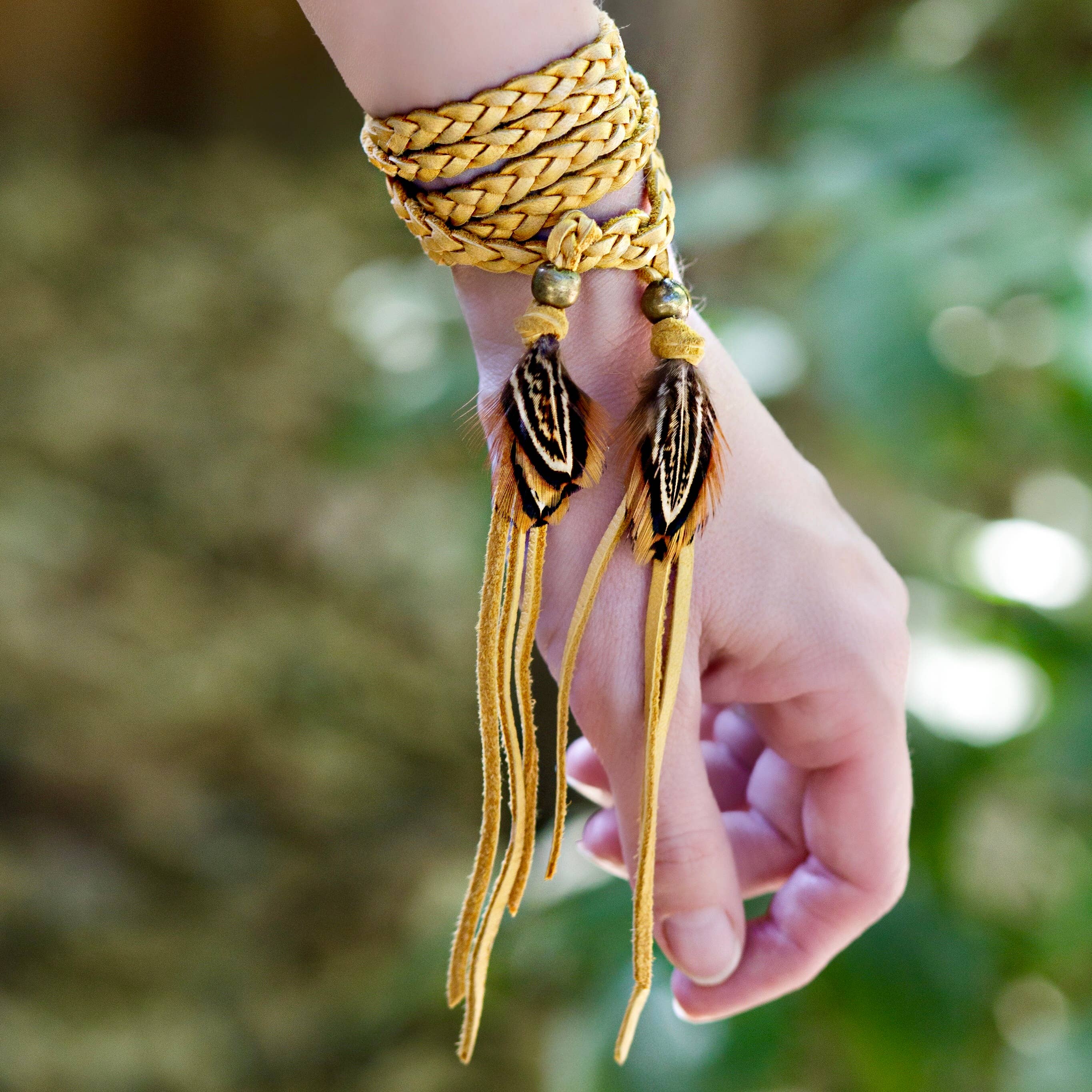 ASTALI - Wholesale Hat Accessory - Women's - Leather Wrap Accessory - Gold, Bracelet/Lariat/Hatband1