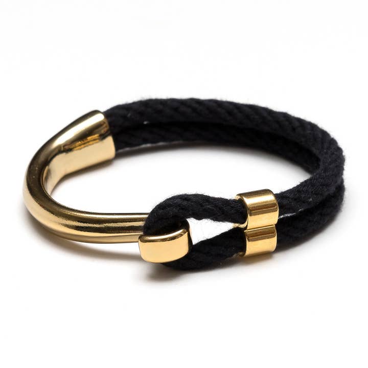 Allison Cole Jewelry - Wholesale Woven/Braided Bracelet - Hampstead - Black/Gold - Nautical Rope Bracelet
