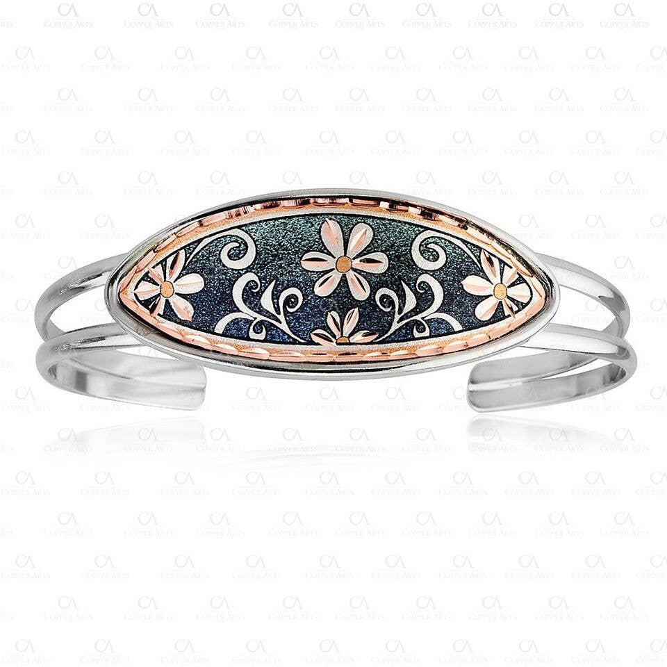 COPPER ARTS INC. - Wholesale Bangle Bracelet - LF 02 Green Flower Wire Bracelets2