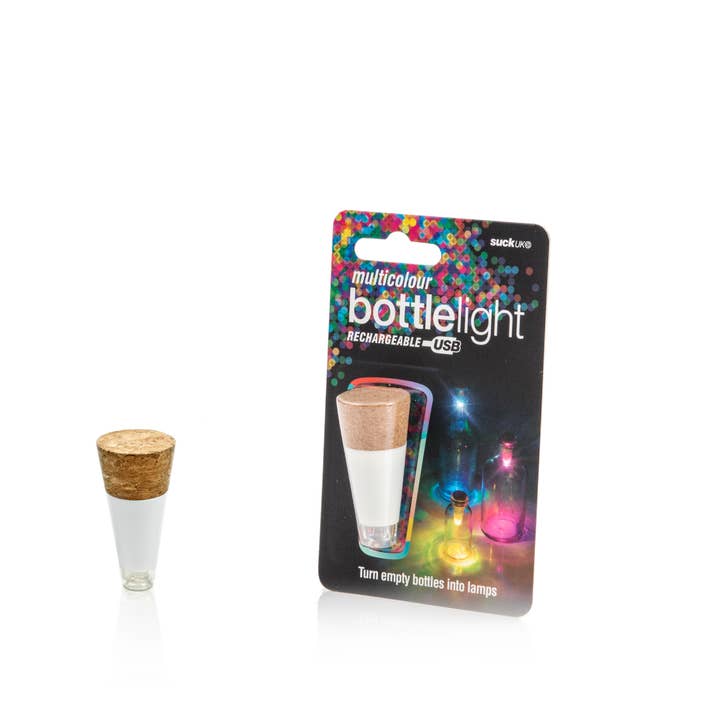 SUCK UK Ltd - USA - Wholesale Accent/Desk Lamp - Multicolored USB Rechargeable Bottle Light