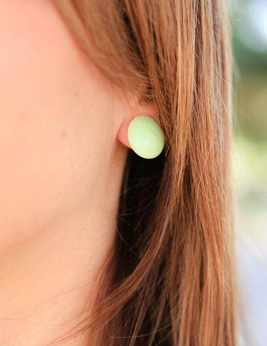 Leetie Lovendale - Wholesale Stud/Post Earrings - Yellow & Cream Stripe Vintage Lucite Disc Stud Earring1