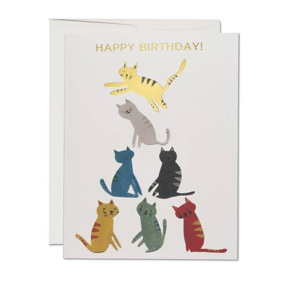 Red Cap Cards - Wholesale Birthday Card - Gold Kitty Birthday Greeting Card