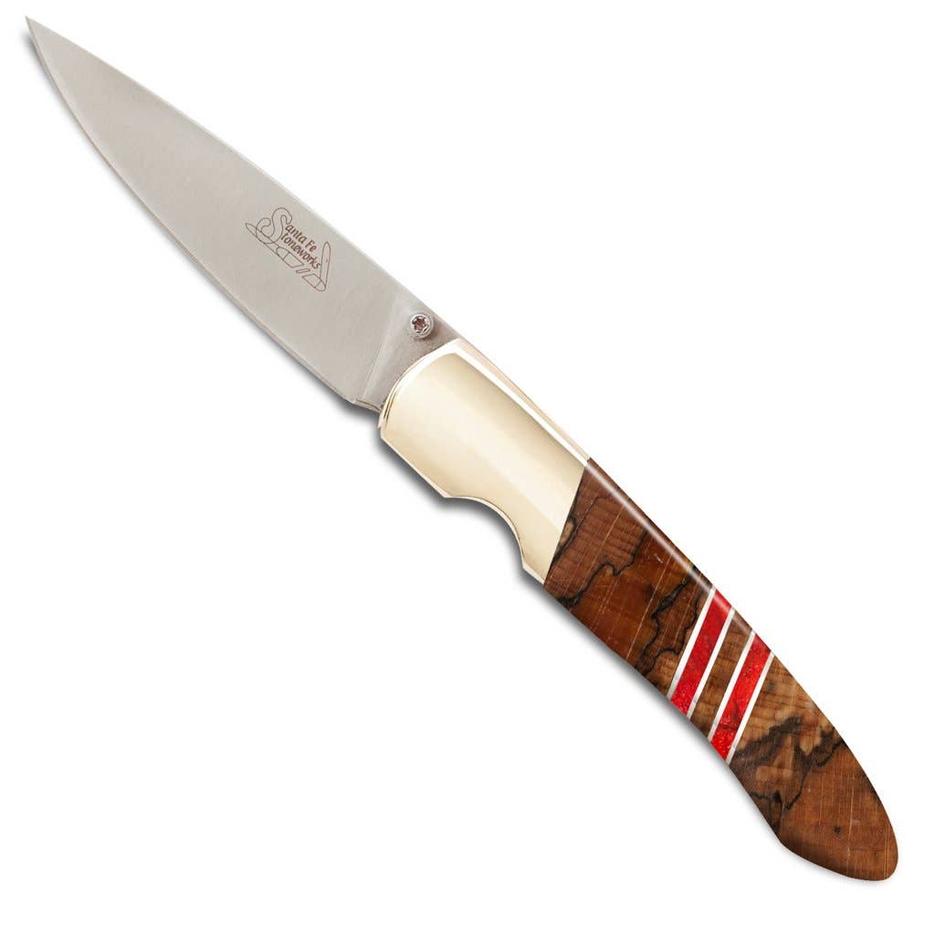 Santa Fe Stoneworks - Wholesale Pocket Knife/Holder - Spalted Beech 4" Liner Lock Knife - Double1