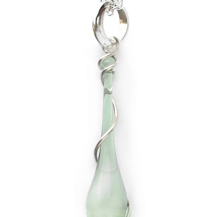 Lyra Glass Teardrop hänge halsband med Silver Spiral för wholesale av Sundrop Jewelry