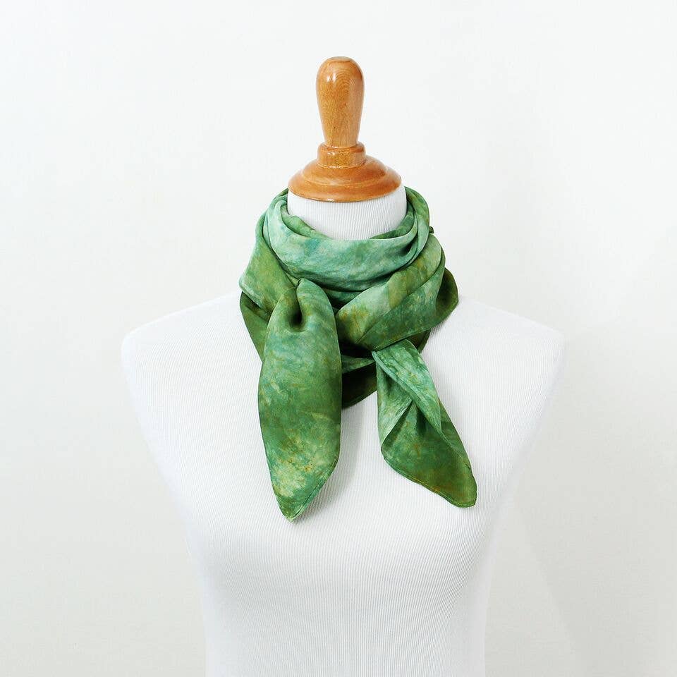 Ten Thousand Dandelions - Wholesale Scarf - Women's - 35" x 35" Silk Square Scarf - Olive Green1