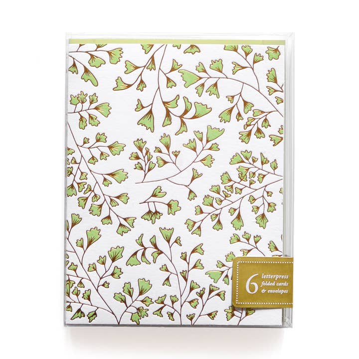 Gilded Maidenhair Fern Boxed Notes | Set of 6 for wholesale by Wild Ink Press