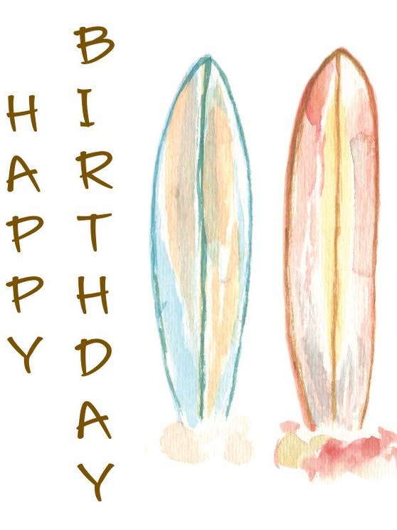 Surfboards Happy Birthday Card for wholesale by Dreams After All