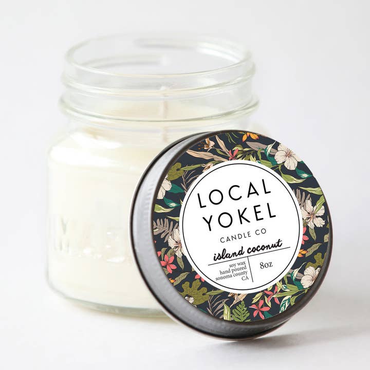 Island Coconut | 8oz Mason | Soy Wax Candle | for engroshandel hos THE LOCAL YOKEL