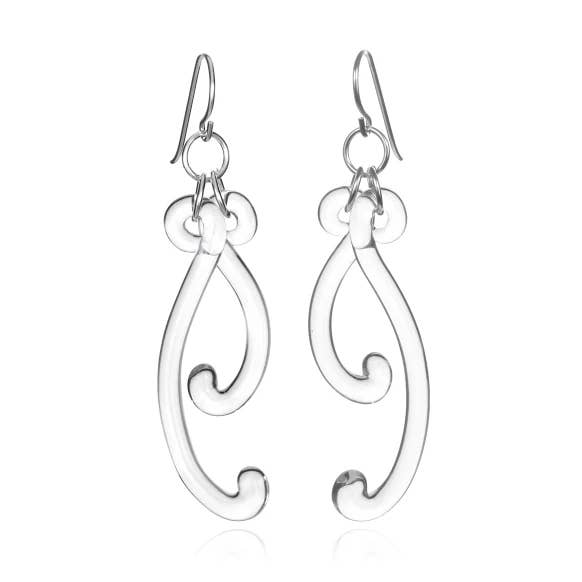 Roxann Astra Slate - Wholesale Dangle Earrings - Glass Paisley Curve Earrings