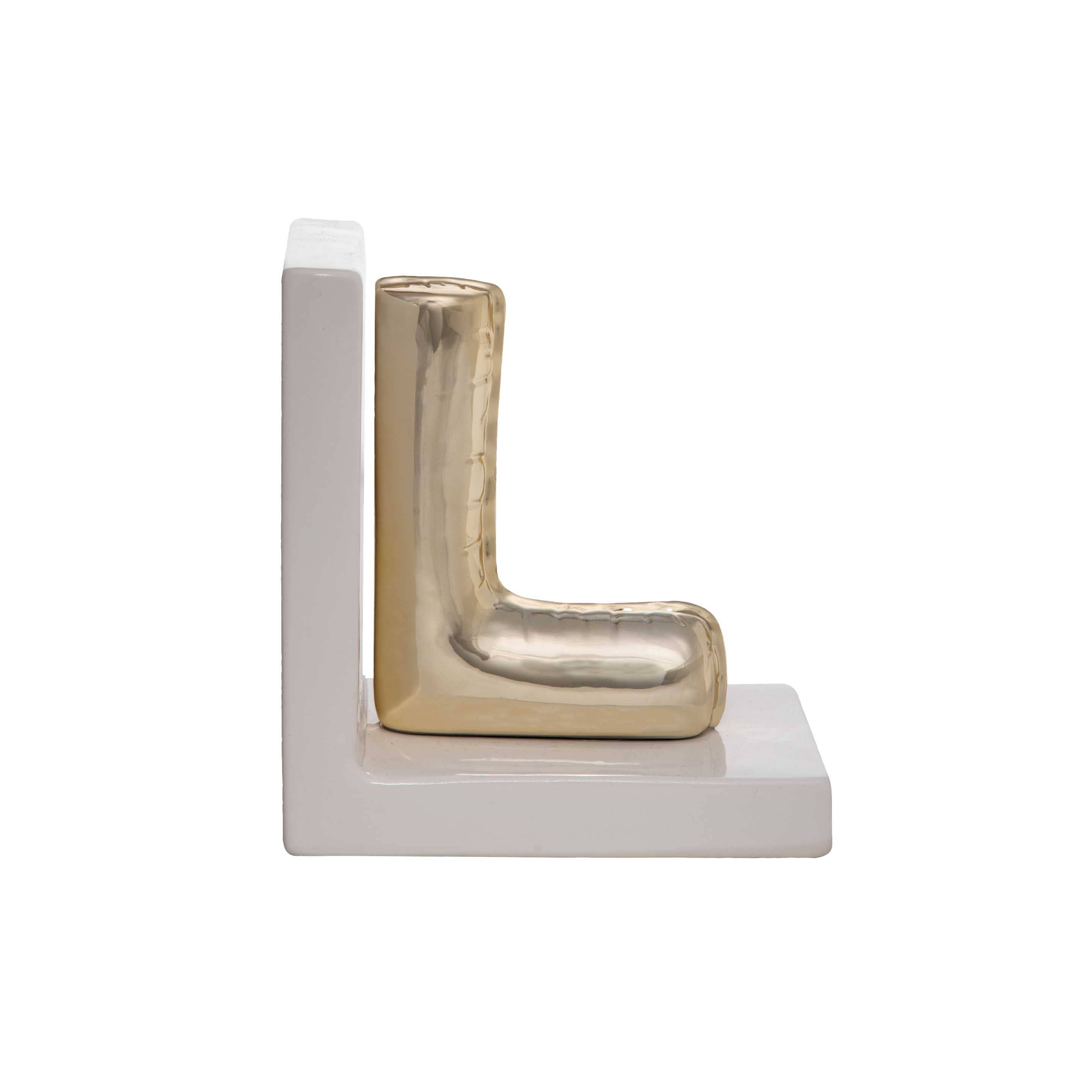 Totalee Gift - Wholesale Bookend - Dolomite Gold L Initial Book End0