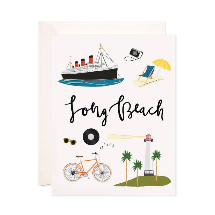 Long Beach-wenskaart - kaartenset voor briefpapier uit Californië, gastvrouw, leraar, reiscadeau voor wholesale door Bloomwolf Studio