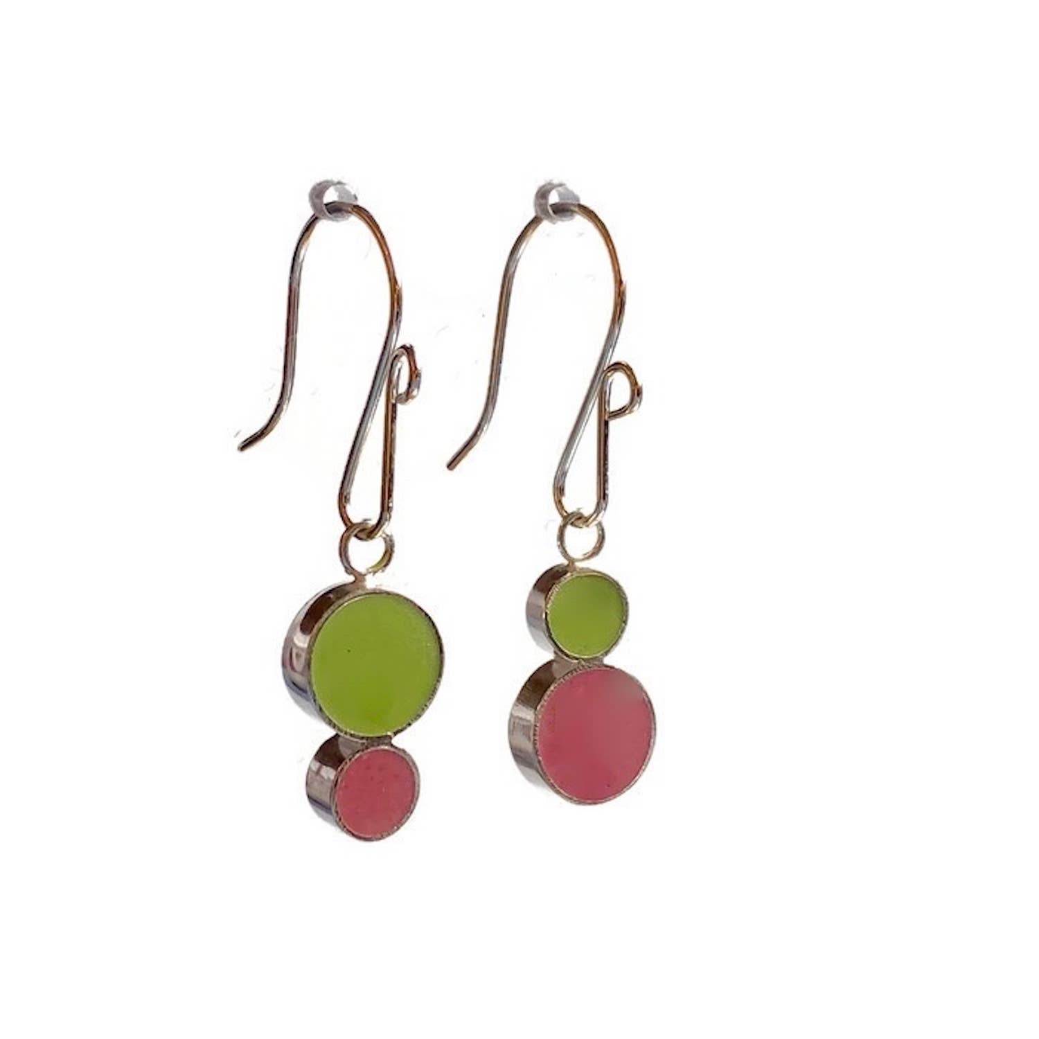Kiwi Raspberry Light Aqua Celery Colorful Reversible Circles - Double Dot Earrings for wholesale on Faire1