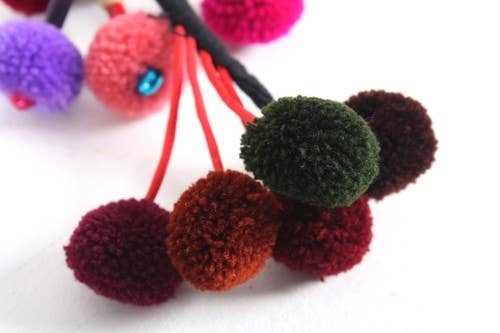 Lumily - Wholesale Purse/Bag Accessory - Women's - Cascade Pom Pom Keychain with Beads | Handmade in Thailand5