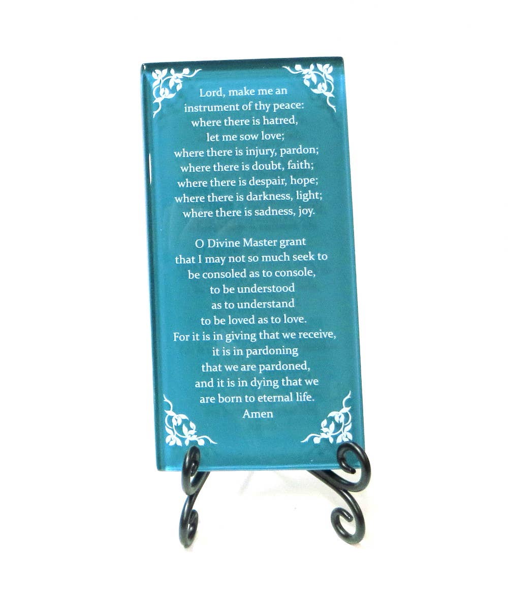 Lifeforce Glass, Inc. - Wholesale Plaque - Inspirational Glass Plaque - The Prayer Of St. Francis3